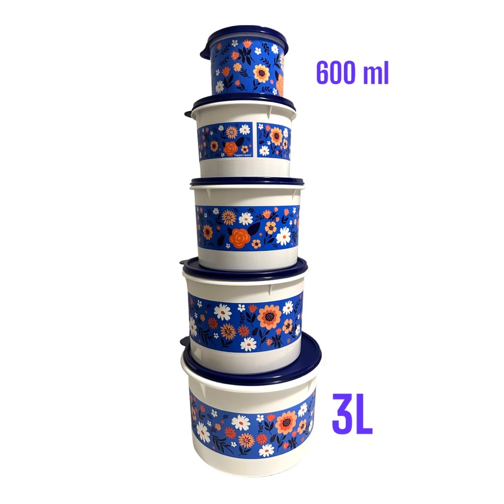 Tupperware flower canisters set of 5